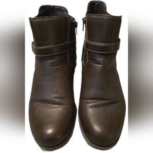 Womens Natural Soul Babie Side Zip Ankle Boot Brown Sz 10M Faux Leather